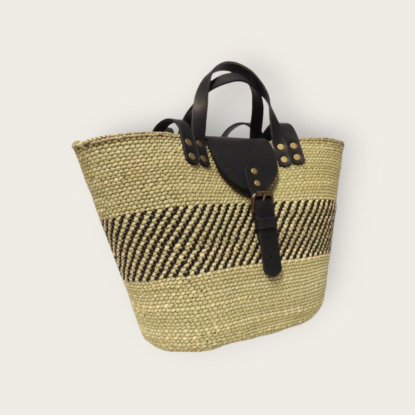 BEBA Tote Bag - Nyagala Mstari Natural & Black