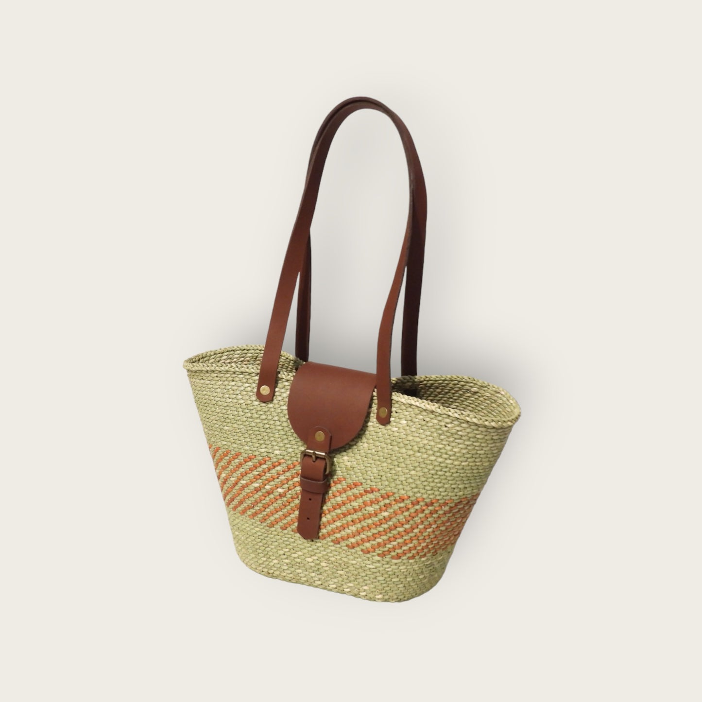 BEBA Tote Bag - Nyagala Mstari Natural & Rust