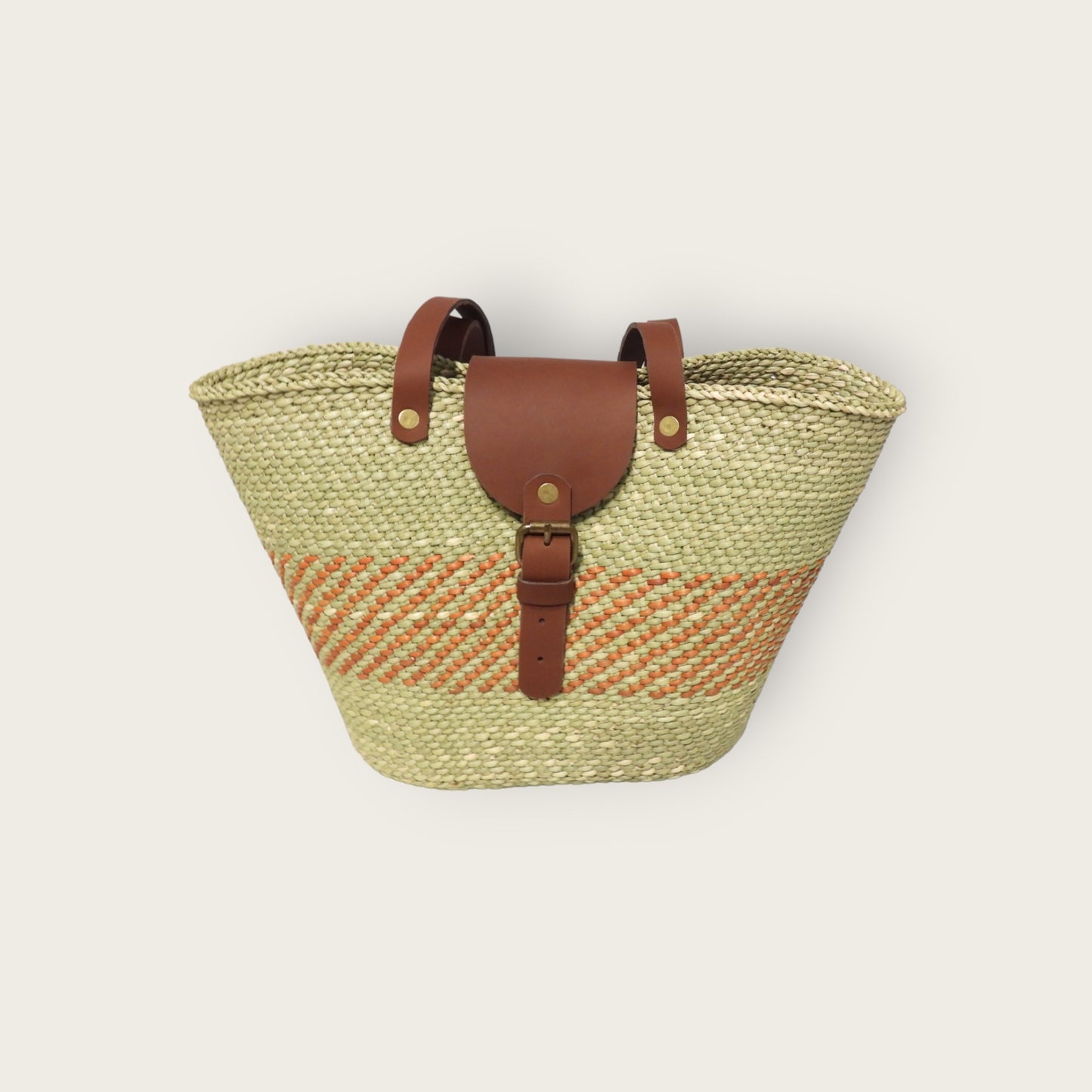 BEBA Tote Bag - Nyagala Mstari Natural & Rust