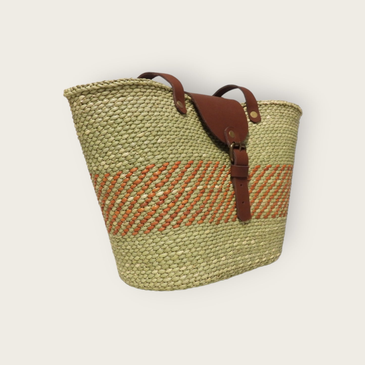 BEBA Tote Bag - Nyagala Mstari Natural & Rust