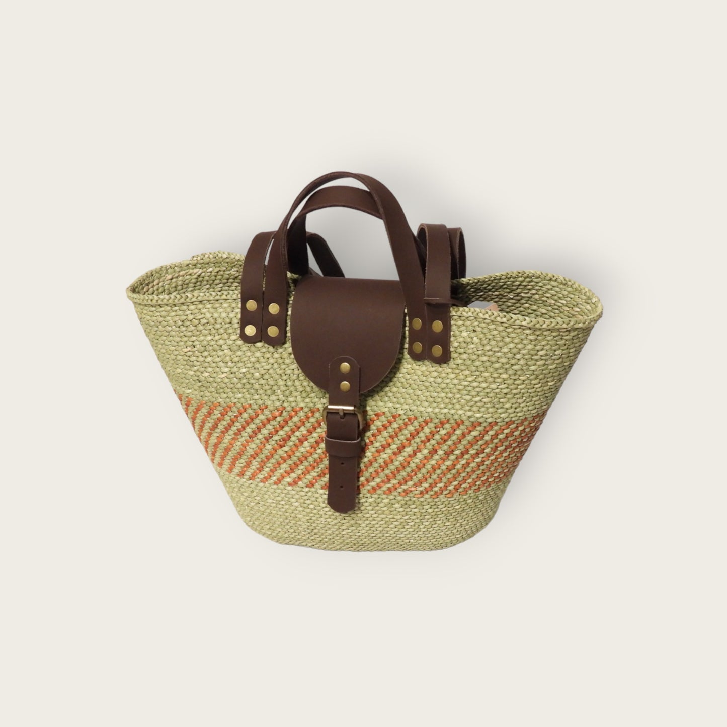 BEBA Tote Bag - Nyagala Mstari Natural & Rust