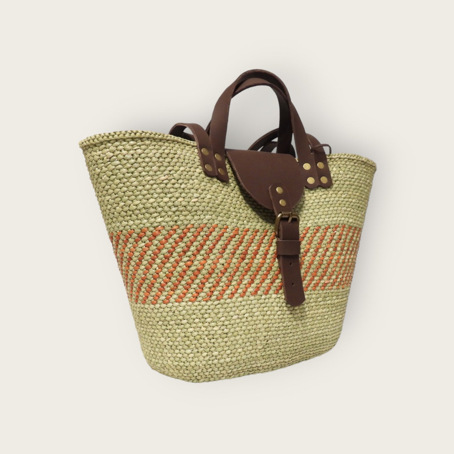 BEBA Tote Bag - Nyagala Mstari Natural & Rust