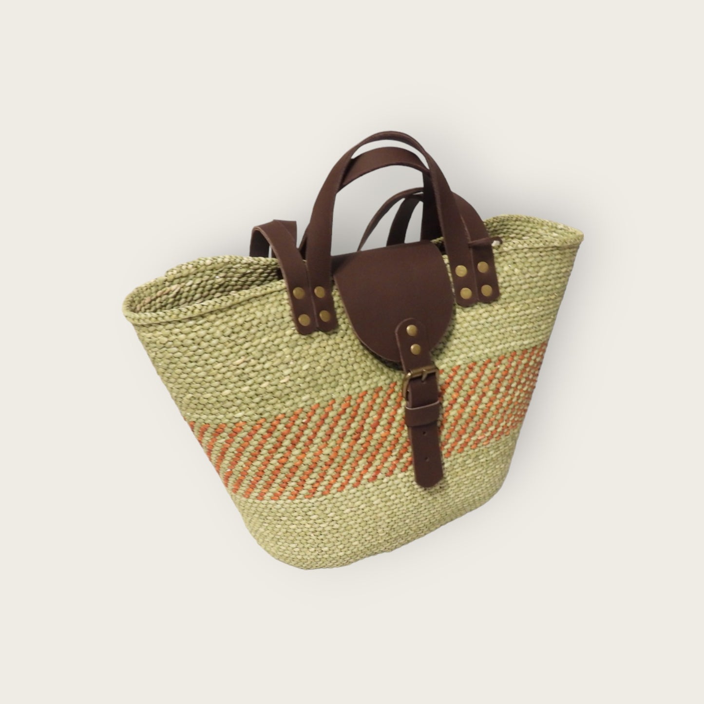 BEBA Tote Bag - Nyagala Mstari Natural & Rust