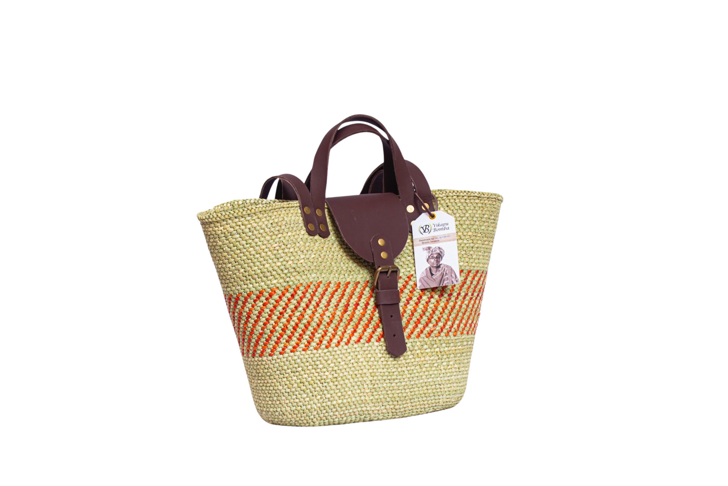 BEBA Tote Bag - Nyagala Mstari Natural & Rust
