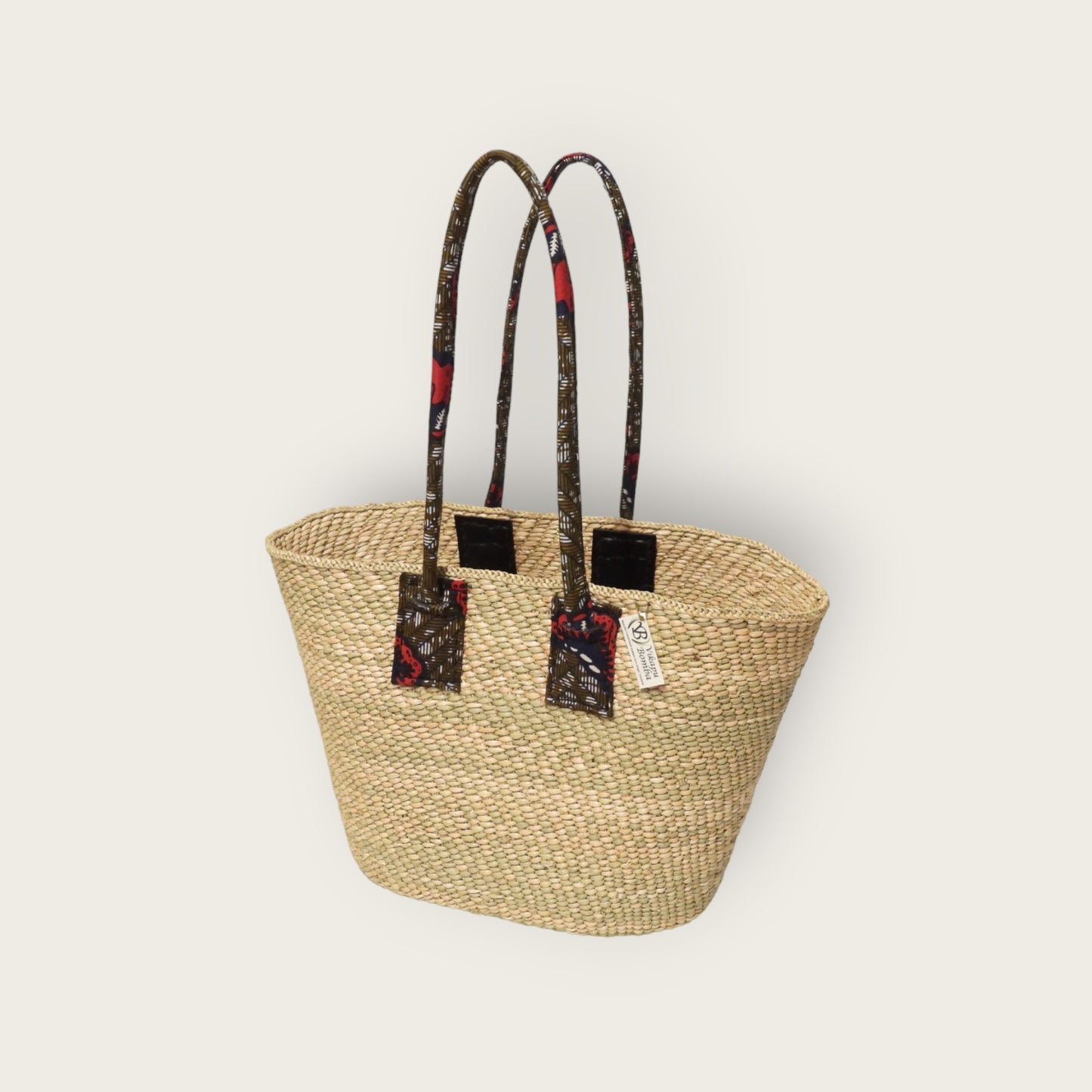 SHOPPER bag - Natural with Funky Blue Kitenge