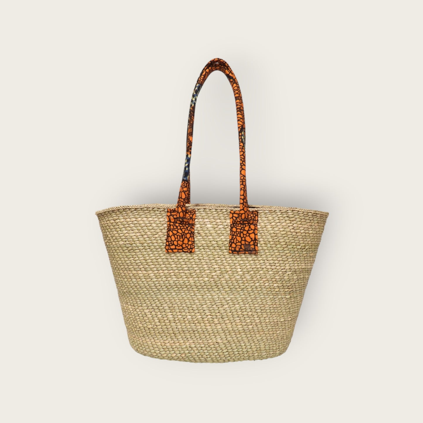 SHOPPER bag - Natural with Tropical Orange Kitenge