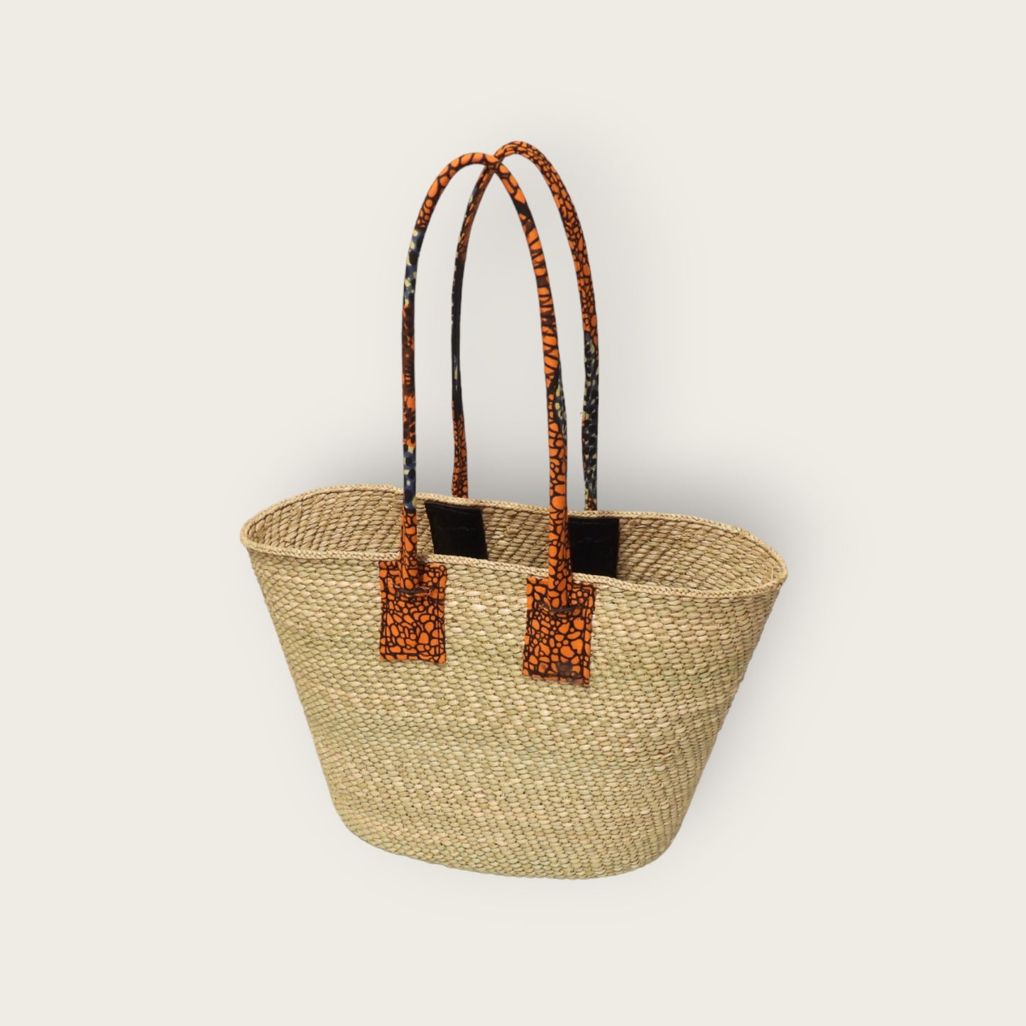 SHOPPER bag - Natural with Tropical Orange Kitenge