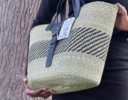 BEBA Tote Bag - Nyagala Mstari Natural & Black