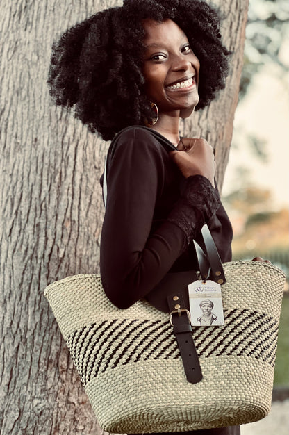 BEBA Tote Bag - Nyagala Mstari Natural & Black