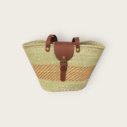 BEBA Tote Bag - Nyagala Mstari Natural & Rust
