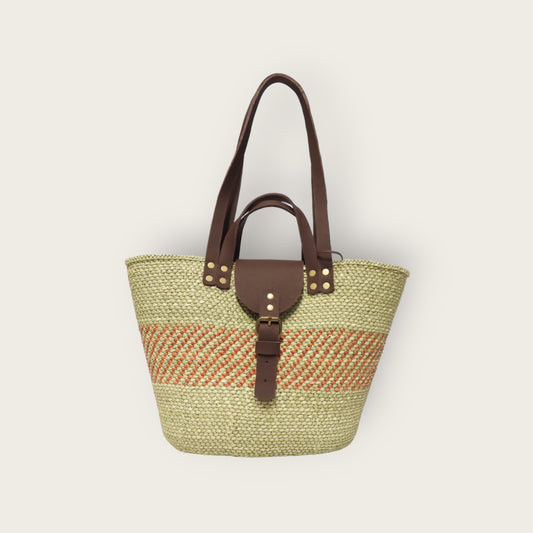 BEBA Tote Bag - Nyagala Mstari Natural & Rust