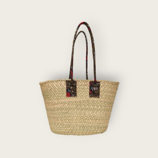 SHOPPER bag - Natural with Funky Blue Kitenge