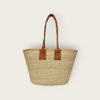 SHOPPER bag - Natural with Tropical Orange Kitenge