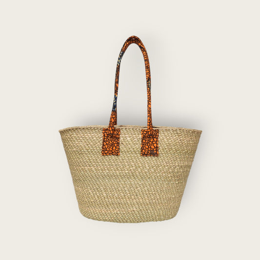 SHOPPER bag - Natural with Tropical Orange Kitenge
