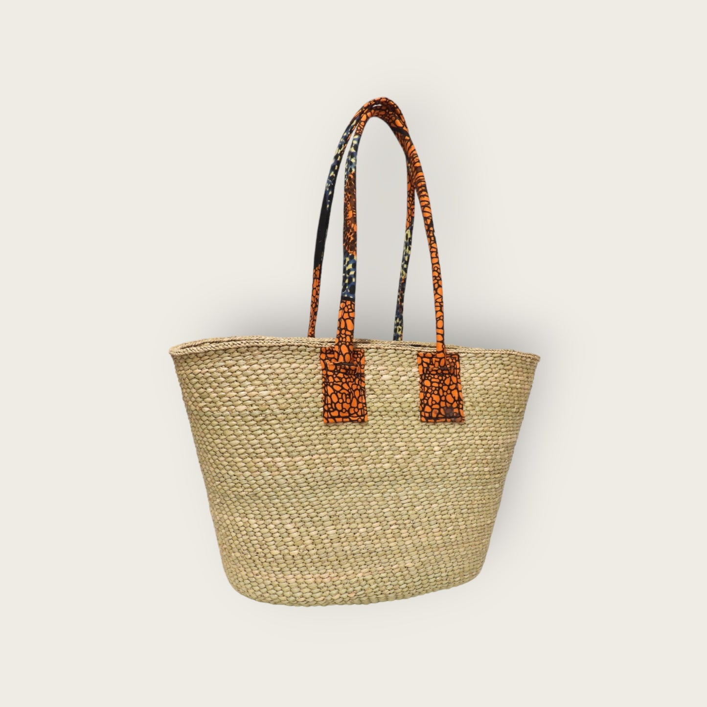 SHOPPER bag - Natural with Tropical Orange Kitenge